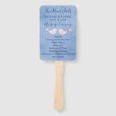 Blauwe roze Tortelduifjes Handwaaier (Voorkant)