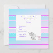 Blauwe roze UMBRELLA BABY SHOWER INVITATIE Kaart (Achterkant)