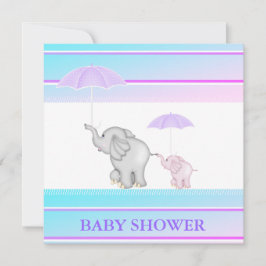 Blauwe roze UMBRELLA BABY SHOWER INVITATIE Kaart