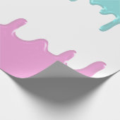 Blauwe Roze Verf Druppelt Geslacht Onthulling Part Cadeaupapier (Hoek)