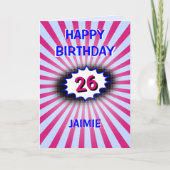 Blauwe roze verjaardag aangepaste naam en leeftijd kaart (Voorkant)