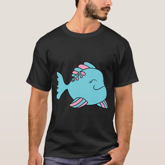 blauwe roze vis t-shirt (Voorkant)