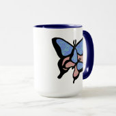 Blauwe & Roze Vlinders Koffie Mok (Voorkant rechts)