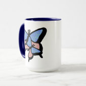 Blauwe & Roze Vlinders Koffie Mok (Voorkant links)