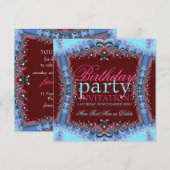 Blauwe+Roze  Vrijdag Uitnodiging (Voorkant / Achterkant)