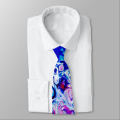 Blauwe roze Waterverf Abstracte PatroonStropdas Stropdas (Gebonden)