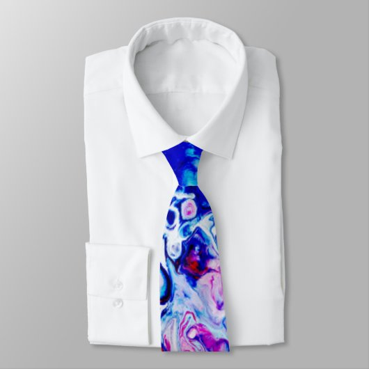 Blauwe roze Waterverf Abstracte PatroonStropdas Stropdas (Gebonden)