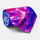 Blauwe roze Waterverf Abstracte PatroonStropdas Stropdas (Opgerold)