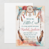 Blauwe roze Waterverf Dreamweaver Baby shower Idee Kaart (Voorkant / Achterkant)