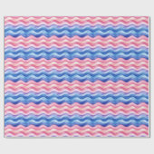 Blauwe & roze Wavy lijnen Cadeaupapier (Vlak)