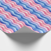 Blauwe & roze Wavy lijnen Cadeaupapier (Hoek)