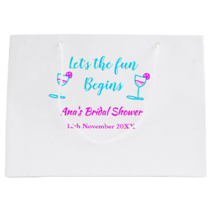 Blauwe roze wijn glas bruidsdouche laten we lol ma groot cadeauzakje