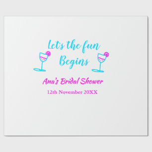 Blauwe roze wijn glas bruidsfeest laat het plezier cadeaupapier