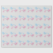 Blauwe roze winkels cadeaupapier (Vlak)