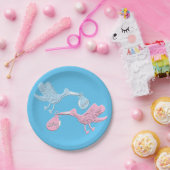 Blauwe roze winkels papieren bordje (Feest)