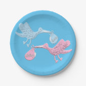 Blauwe roze winkels papieren bordje (Voorkant)