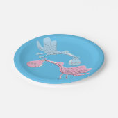Blauwe roze winkels papieren bordje (Gekanteld)