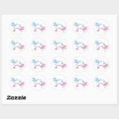 Blauwe roze winkels ronde sticker (Vel)