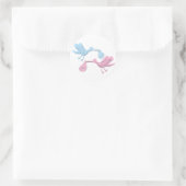 Blauwe roze winkels ronde sticker (Tas)