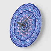 Blauwe roze witte Agate Boho Mandala Grote Klok (Hoek)