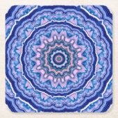 Blauwe roze witte Agate Boho Mandala Kartonnen Onderzetters (Voorkant)