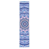 Blauwe roze witte Agate Boho Mandala Korte Tafelloper (Voorkant)