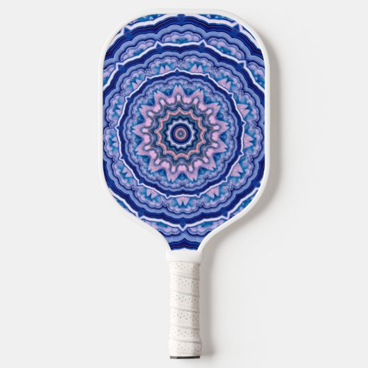 Blauwe roze witte Agate Boho Mandala Pickleball Paddle (Voorkant)