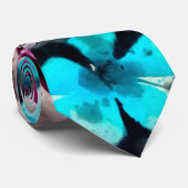 Blauwe roze witte zwarte Waterverf bloemen Stropdas (Opgerold)