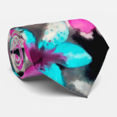 Blauwe roze witte zwarte Waterverf bloemen Stropdas (Opgerold)