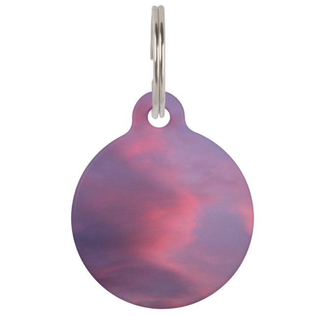 Blauwe Roze Wolken Huisdierpenning (Voorkant)