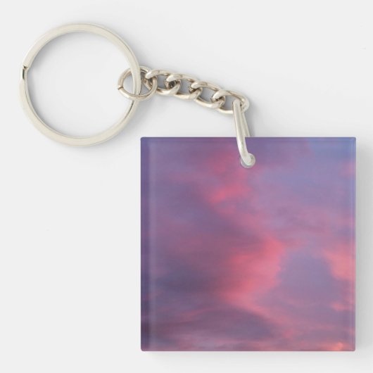 Blauwe Roze Wolken Sleutelhanger (Voorkant)