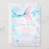 Blauwe Roze Zeemeermin Staart Onder Het Zee Verjaa Kaart (Voorkant)