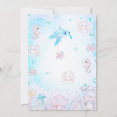 Blauwe Roze Zeemeermin Staart Onder Het Zee Verjaa Kaart (Achterkant)