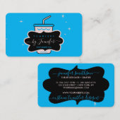 Blauwe roze zelfgemaakte mok visitekaartje (Voorkant / Achterkant)