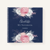 Blauwe roze zilverfoliewitte benaming notitieboek (Voorkant)