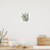 Blauwe Rozemarijn Bloemen Kunstprint Poster (Keuken)