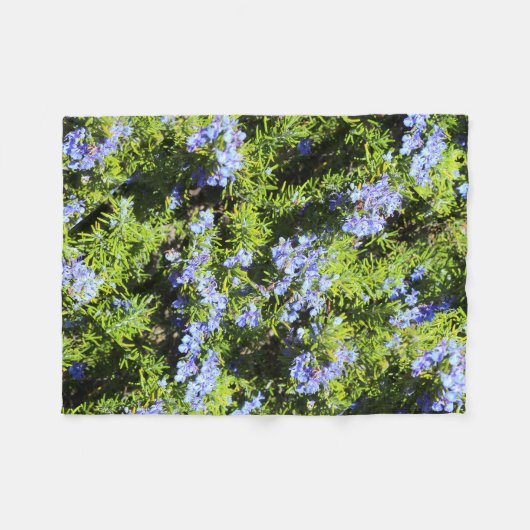 blauwe rozemarijnbloemen op groen fleece deken (Voorkant (Horizontaal))