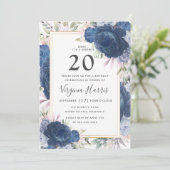 Blauwe Rozen 20e verjaardag Kaart (Staand voorkant)