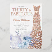 Blauwe Rozen 30e Verjaardag Roos Gold Folie Uitnodiging (Voorkant)