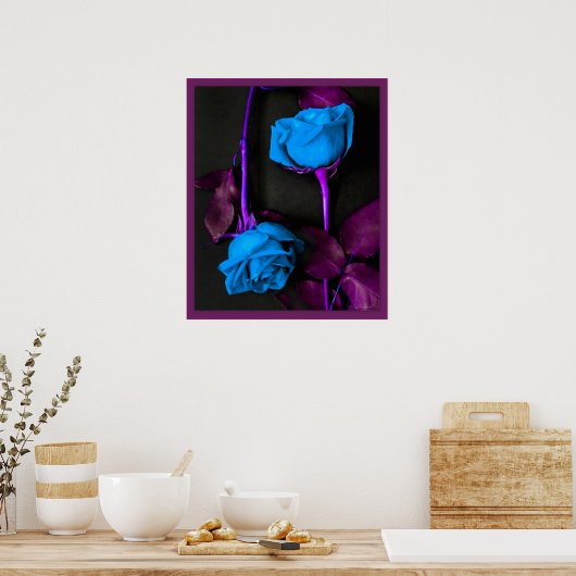 Blauwe Rozen Afdrukken -20x24 -andere beschikbare  Poster (Keuken)