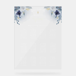 blauwe rozen Baptisme-zittingskaart Acryl Bord