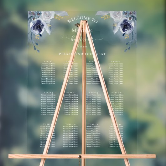 blauwe rozen Baptisme-zittingskaart Acryl Bord (Neutraal)