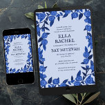 Blauwe Rozen Bat Bar Mitzvah Modern Meisje Custom Kaart<br><div class="desc">Perfecte kaart om een bat mitswa, bar mitswa of andere Joodse viering aan te kondigen! Met de hand gemaakte kunst voor jou! VOLLEDIG ! Klik hierboven op "Personaliseren" om de tekst te bewerken. Klik op "bewerken met het ontwerpgereedschap" om de lettertypen, kleuren en plaatsingen aan te passen en de achterzijde...</div>