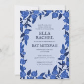 Blauwe Rozen Bat Bar Mitzvah Modern Meisje Custom Kaart (Voorkant)