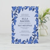 Blauwe Rozen Bat Bar Mitzvah Modern Meisje Custom Kaart (Staand voorkant)