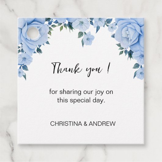 Blauwe Rozen Bedankjes Labels (Voorkant)