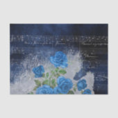 Blauwe  Rozen Blad Muziek ontkoppelen Tissuepapier (Voorkant)