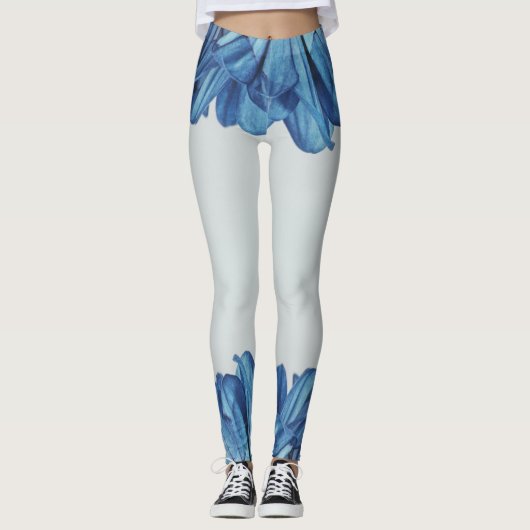 Blauwe rozen bloemblaadjes leggings (Voorkant)