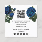 Blauwe Rozen Bloembloemen QR Code Vierkante Visitekaartje (Achterkant)
