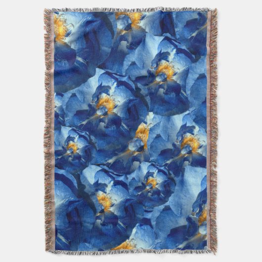 Blauwe Rozen Bloemen Foto Patroon Gooi Deken (Voorkant Verticaal)